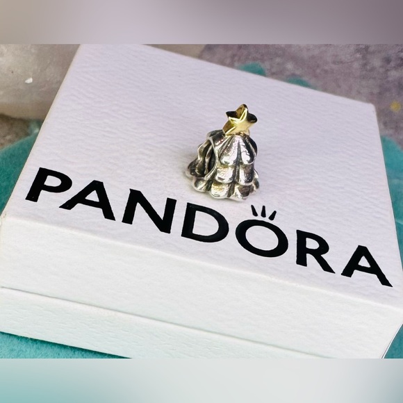 Authentic Retired Pandora Christmas Tree Two Tone 14k Gold & S925 Ale Silver - Picture 8 of 16